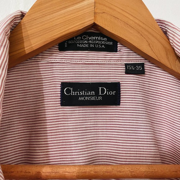 VTG Christian Dior Mauve Striped Button Down - Picture 4 of 10